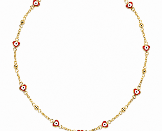 COLLAR DE CHAPA DE ORO CON OJOS ROJOS
